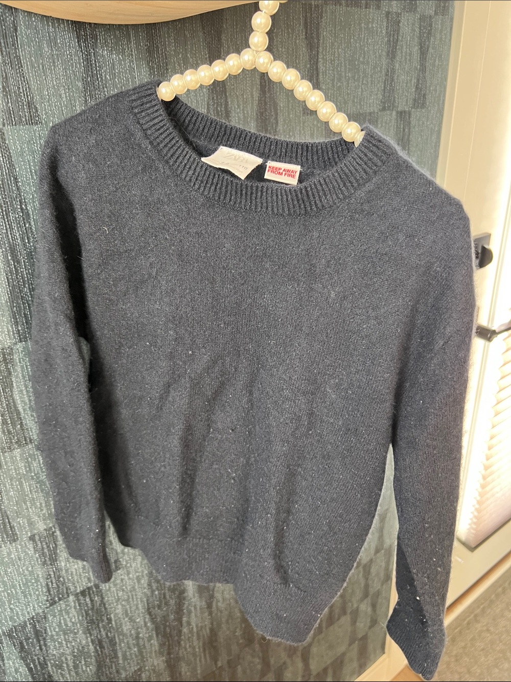 Zara Navy 100% Cashmere Crewneck Sweater-Unisex